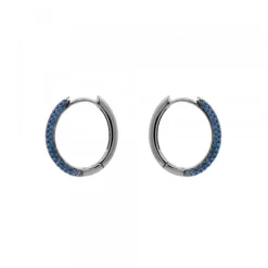 Pendientes Aro Plata Negra y Circonitas Azules