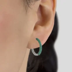 Pendientes Aro Plata y Circonitas Verdes