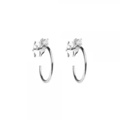 Pendientes Aro Plata y Circonita 15mm