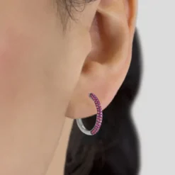 Pendientes Aro Plata y Circonitas Rosas