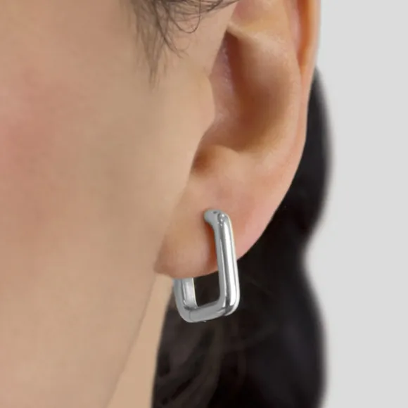 Pendientes Aro Rectangular Plata 18mm