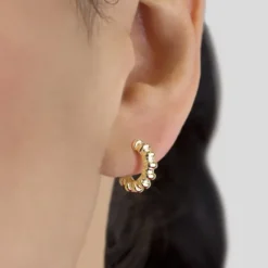 Pendientes Aro Relieve Plata Dorada 12mm