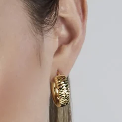 Pendientes Aro Textura Plata Dorada 20mm