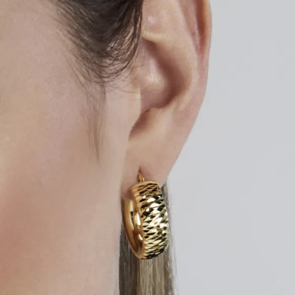 Pendientes Aro Textura Plata Dorada 20mm