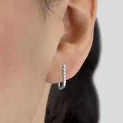 Pendientes Aro U Plata y Circonitas 18mm