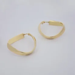 Pendientes Aros Entorchados Plata Dorada 38mm