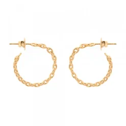 Pendientes Aros Eslabones Plata Dorada