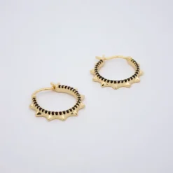 Pendientes Aros Punky Plata Dorada y Circonitas 17mm