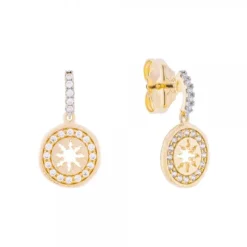 Pendientes B1 Plata Dorada y Circonitas Blancas