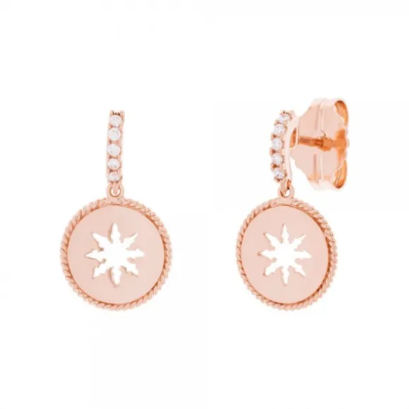 Pendientes B2 Plata Rosa y Circonitas Blancas