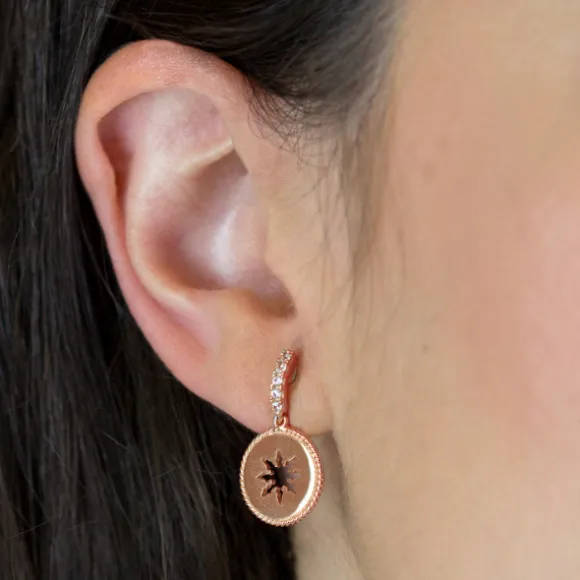 Pendientes B2 Plata Rosa y Circonitas Blancas