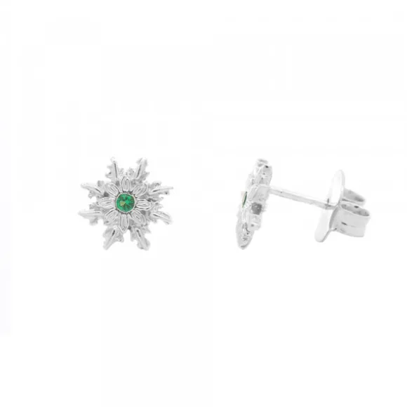 Pendientes Basic Colors Plata y Circonita Verde