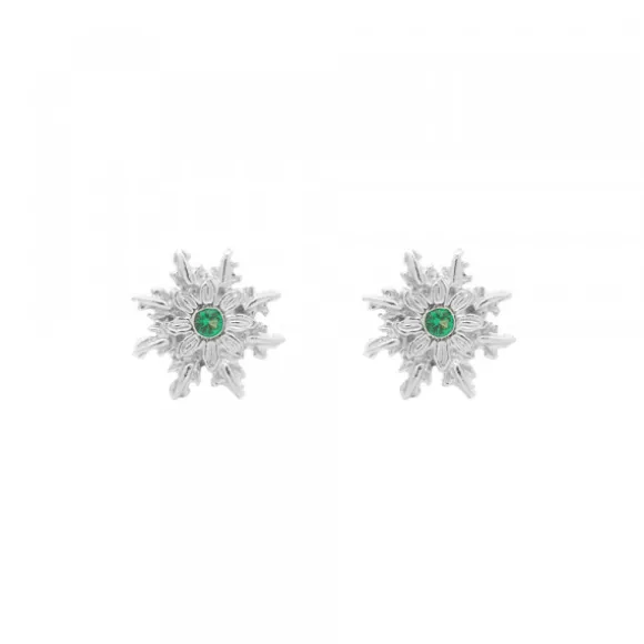 Pendientes Basic Colors Plata y Circonita Verde