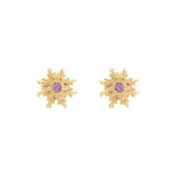 Pendientes Basic Colors Plata Dorada y Amatista