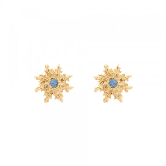 Pendientes Basic Colors Plata Dorada y Circonita Azul