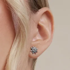 Pendientes Basic Colors Rutenio y Circonita Negra