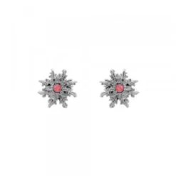 Pendientes Basic Colors Rutenio y Circonita Roja