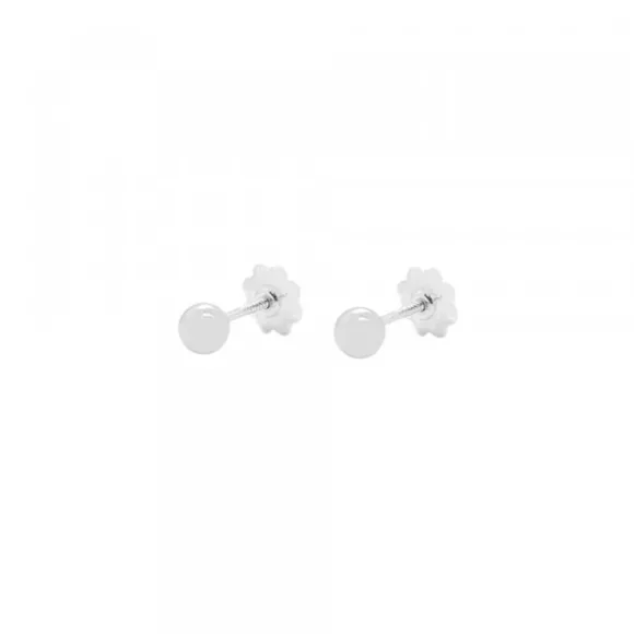 Pendientes Bebé Bola Oro Blanco 3mm