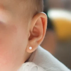 Pendientes Bebé Bola Oro Blanco 4mm