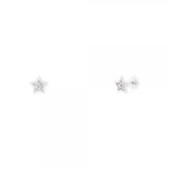 Pendientes Bebé Estrella Oro Blanco y Circonitas 6mm