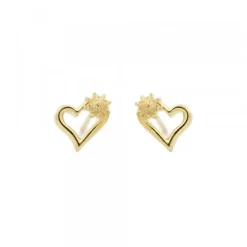 Pendientes Bihotza Plata Dorada 8mm