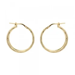 Pendientes Doble Aro Entorchado Plata Dorada 22mm