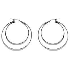 Pendientes Doble Aro Plata Negra 40mm