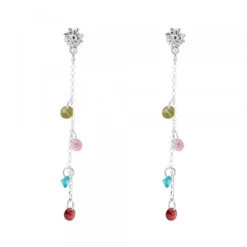 Pendientes Eguzkilore de Plata con Cristales Multicolor