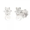 Pendientes Eguzkilore Oro Blanco Perla y Diamante 6,5mm