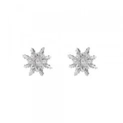 Pendientes Eguzkilore Oro Blanco y Brillante 9mm