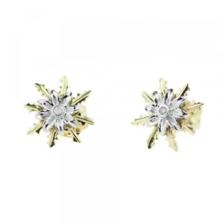 Pendientes Eguzkilore Oro Bicolor y Brillante 12mm