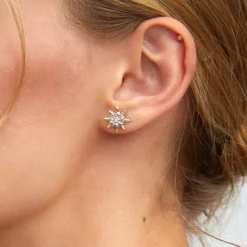 Pendientes Eguzkilore Oro Bicolor y Brillante 12mm