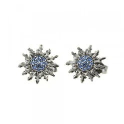 Pendientes Eguzkilore Plata Negra y Circonitas Azules 14mm