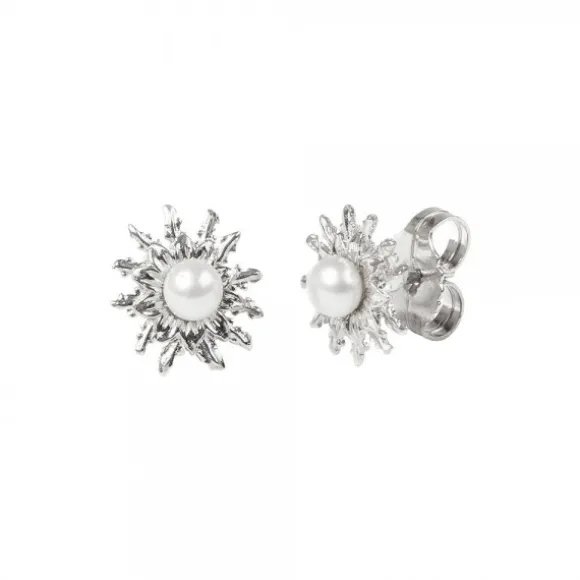 Pendientes Eguzkilore Plata y Perla 14mm