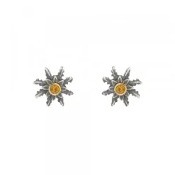 Pendientes Eguzkilore Plata Envejecida Dorada y Circonita 12mm