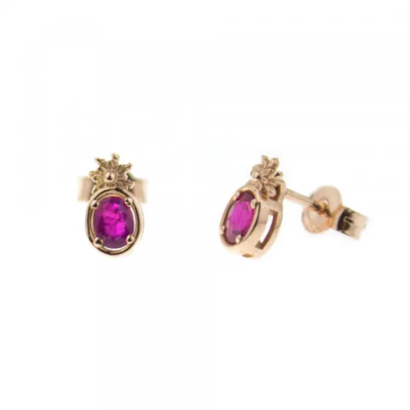 Pendientes Enea Oro Rosa y Rubí