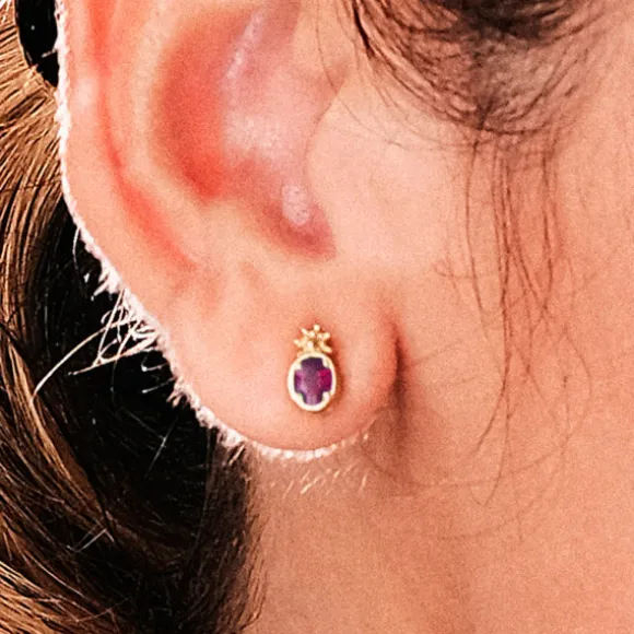 Pendientes Enea Oro Rosa y Rubí