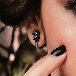 Pendientes Ghor Plata Negra y Amatista