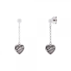 Pendientes Largos Ama Corazón Plata