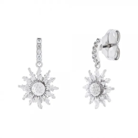 Pendientes Largos Eguzkilore Plata y Circonitas Blancas