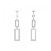 Pendientes Largos Rectangulares Plata y Circonitas