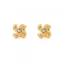 Pendientes Lauburu Berria Plata Dorada y Circonita