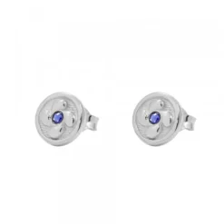 Pendientes Lauburu Plata y Circonita Azul 10mm