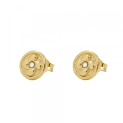 Pendientes Lauburu Redondos Plata Dorada Circonita 10mm