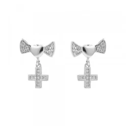 Pendientes Lazo y Cruz de Plata