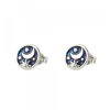 Pendientes Luna de Plata con Esmalte Azul