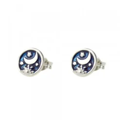 Pendientes Luna de Plata con Esmalte Azul
