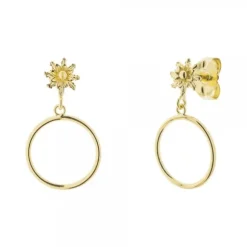 Pendientes Luna Llena Largos Plata Dorada