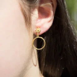 Pendientes Luna Llena Largos Plata Dorada