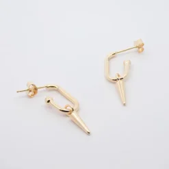 Pendientes Medio Eslabón Punk Plata Dorada 15mm